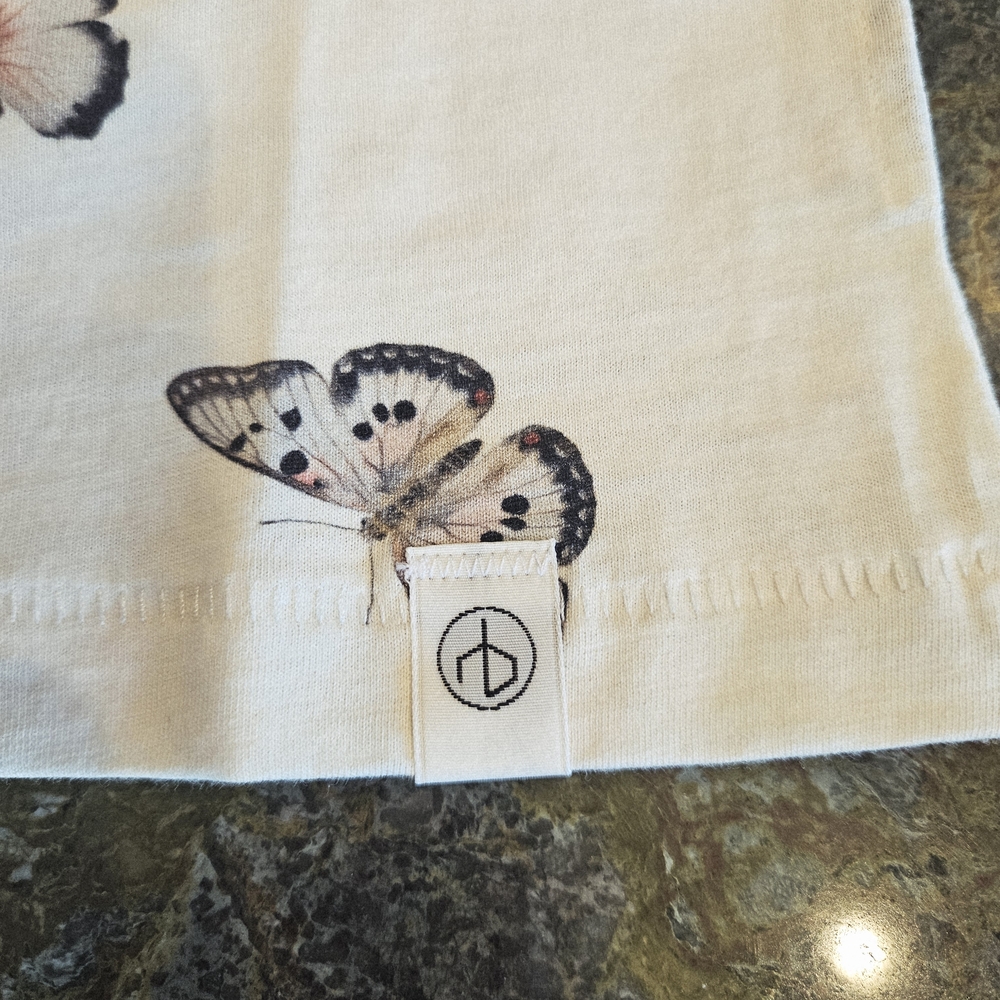 Rag & Bone All Over Ozzy Butterfly Tee Ivory and Blue Tee - Picture 10 of 10